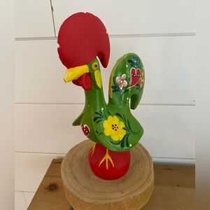 Vintage Hand painted Ceramic Portuguese Barcelos Rooster Figurine Statue